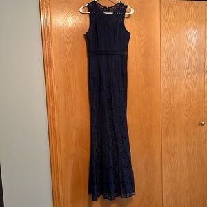 Lulus Navy Lace Bridesmaid/Wedding Guest Dress